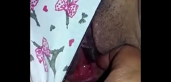  Pulling her Panties to the Side and Exposing her Teen Pussy